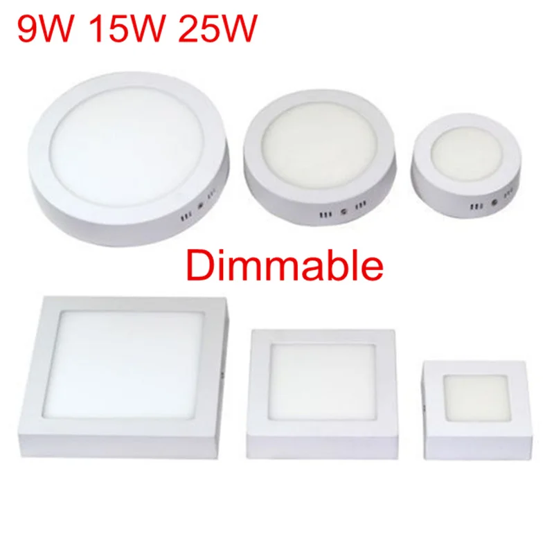 

Not Cut 9W/15W/25W Round/Square Led Panel Light Surface Downlight lighting Led ceiling Spot Light AC 110-240V +Dimmable Driver