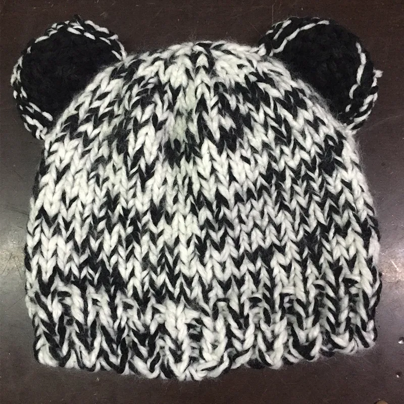 BomHCS Cute Panda Children's Thick Warm Hat Handmade Knitted Beanie Caps