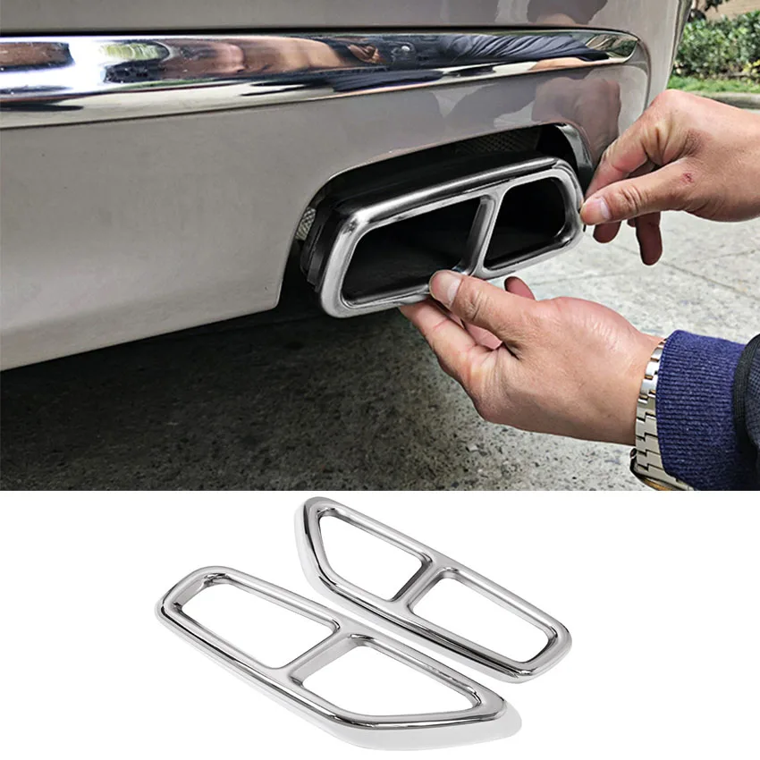 

Car Styling For BMW 5 Series G30 G38 2018 Car Exterior Tail Throat Exhaust Pipe Frame Cover Trim Styling Stainless Steel 2Pcs