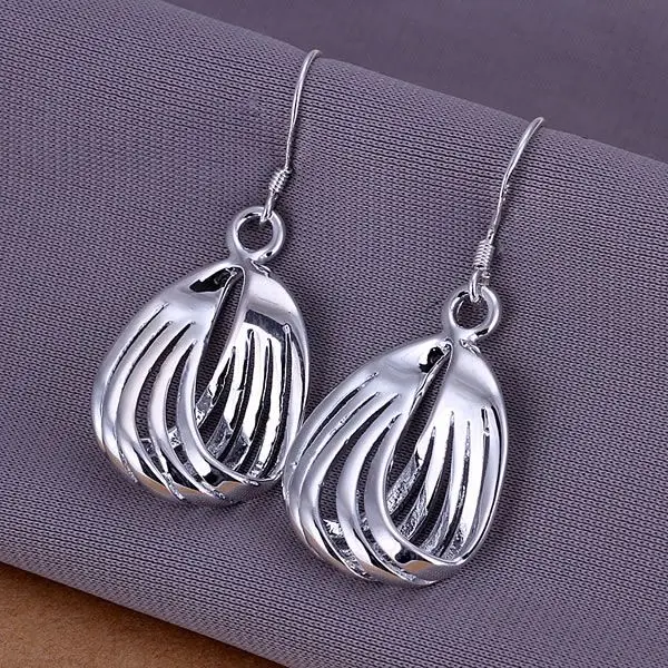 Five Lines Corrugated Earrings Pretty Silver Color Earrings Wholesale Charm Christmas Gifts Fashion Jewelry E229