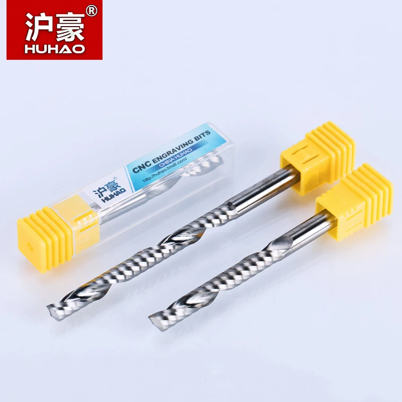 HUHAO 1PC 6mm Carbide Milling Cutter One Flute Spiral Cutter Router Bit CNC End Mill For MDF Tugster Steel Router Bits for Wood