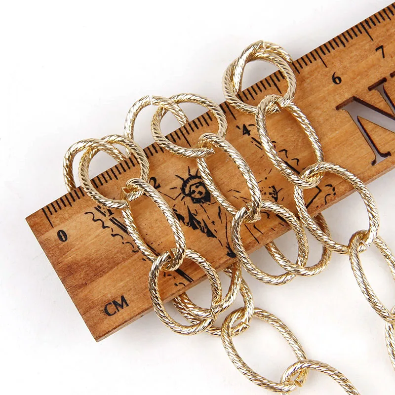 Metal Gold O ShapeTextured Cable Necklace Curb Chains Bulk Fit Bracelets Open Link Chain DIY Jewelry Making Supplies
