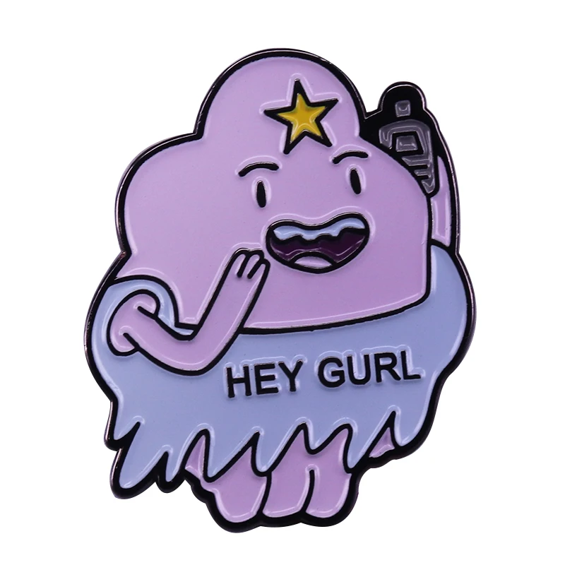 Lumpy Space Princess badge adventure time inspired brooch cute cartoon hey gurl pin fantasy addition