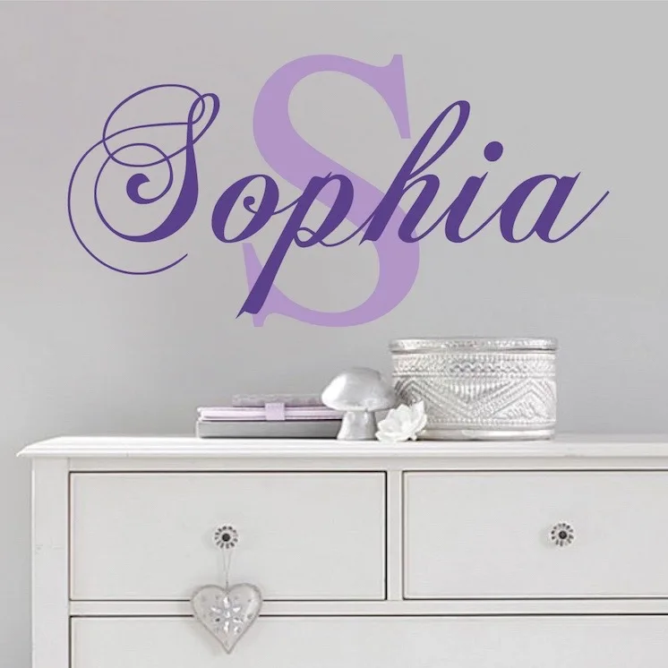 Personalized Girls Name Wall Stickers Home Decor Nursery Baby Wall Decals Removable Vinyl Custom Boys Name Wall Art Mural JW183