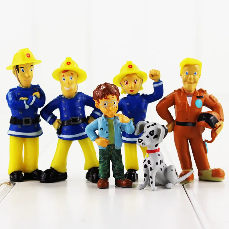 12Pcs/Set Fireman Sam Action Figure Toys 3-6.3cm Cute Cartoon PVC Dolls