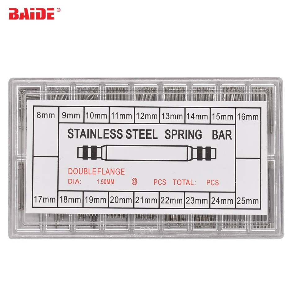 

Diameter 1.5mm Watch Spring Bar 360pcs/box 8 -25mm Stainless Steel Spring Bars Link Pins Tool for Band Replace 200set/lot