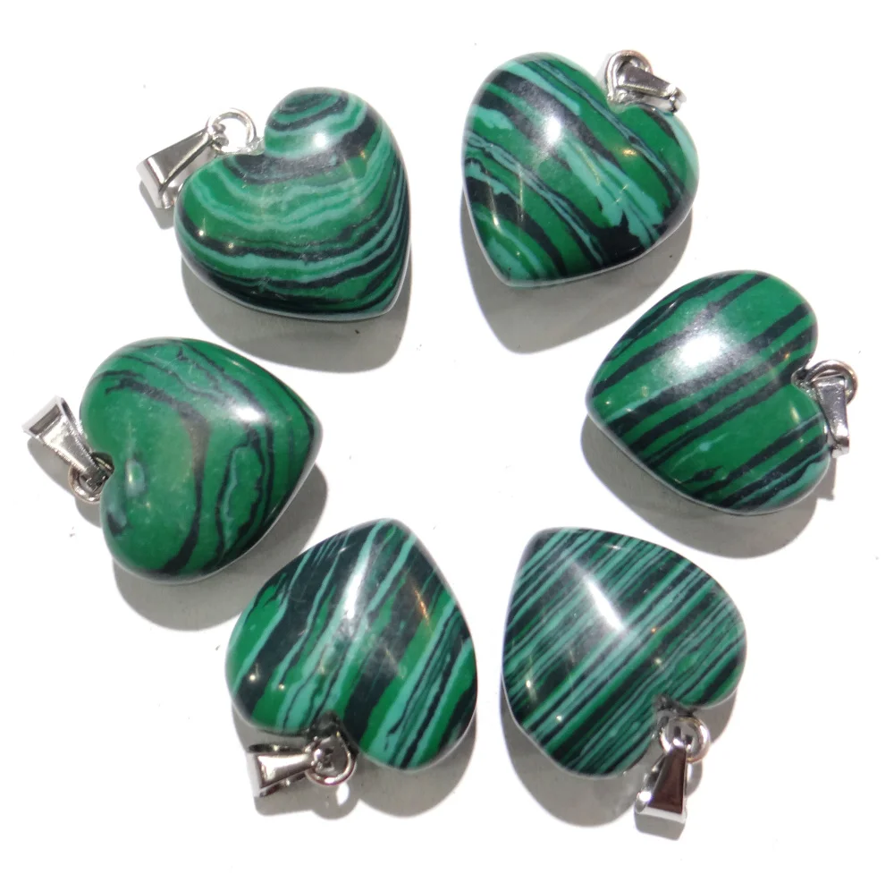 16mm Natural stone Turquoises  Opal Quartz crystal tiger eye charm heart pendant diy jewelry making Necklace Accessories 30pcs