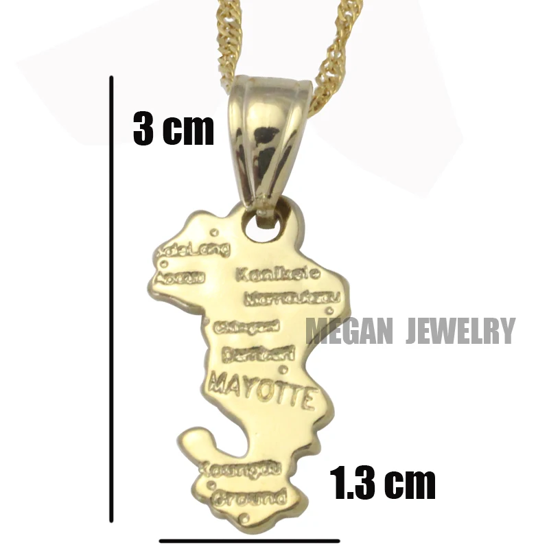 mayotte map pendant & necklace for women & men, country map mayotte map jewelry