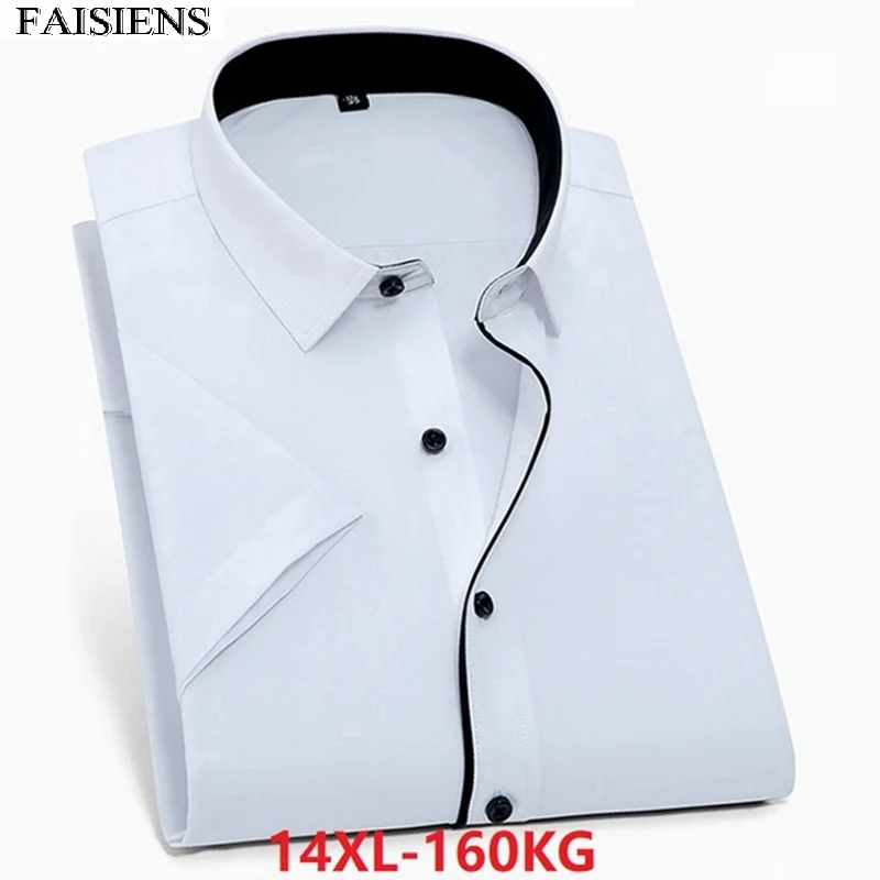 

FAISIENS Summer Large Size 8XL 9XL 10XL Men Office Shirt Cotton Short Sleeve Business 12XL 62 64 66 Plus Big Size Dress Shirts