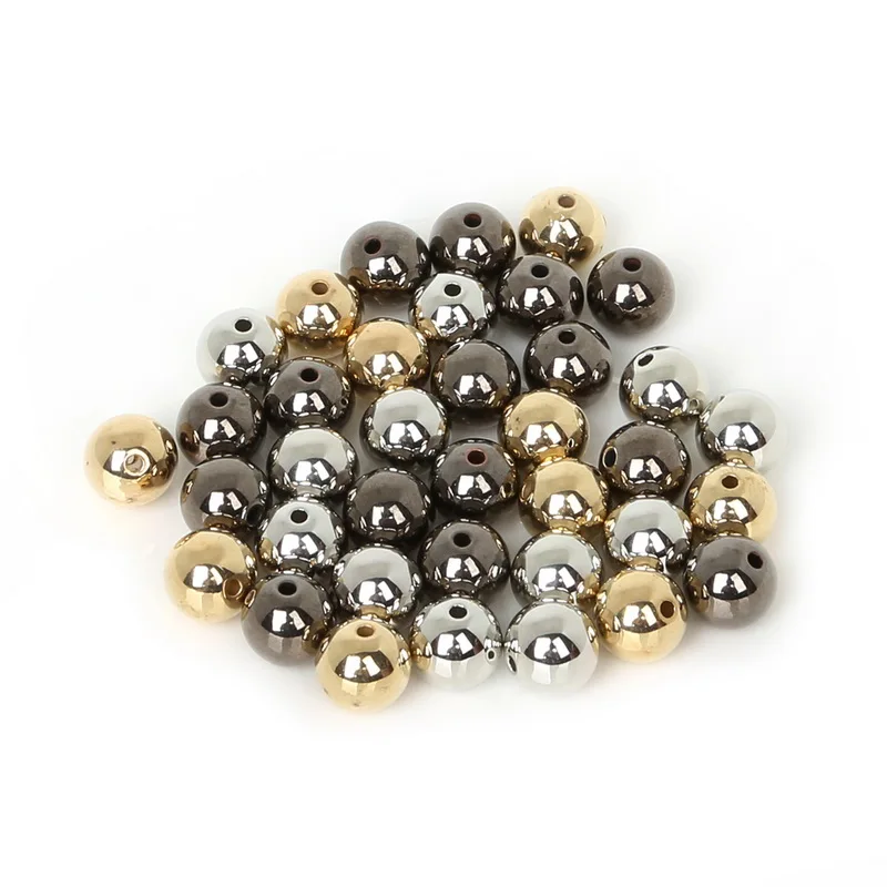 4 6 8 10 12mm 30-300pcs Gold/Gun-Metal Plated CCB Round Seed Spacer Beads For Fashion Jewelry making DIY BSE009