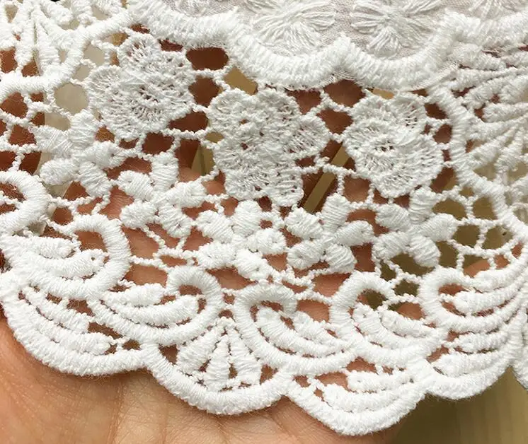 2/5/10yards 20cm White /beige Cotton Lace Trim Cotton Floral Embroidered Cloth Lace Doll Dress Underwear Costume DIY Craft X231