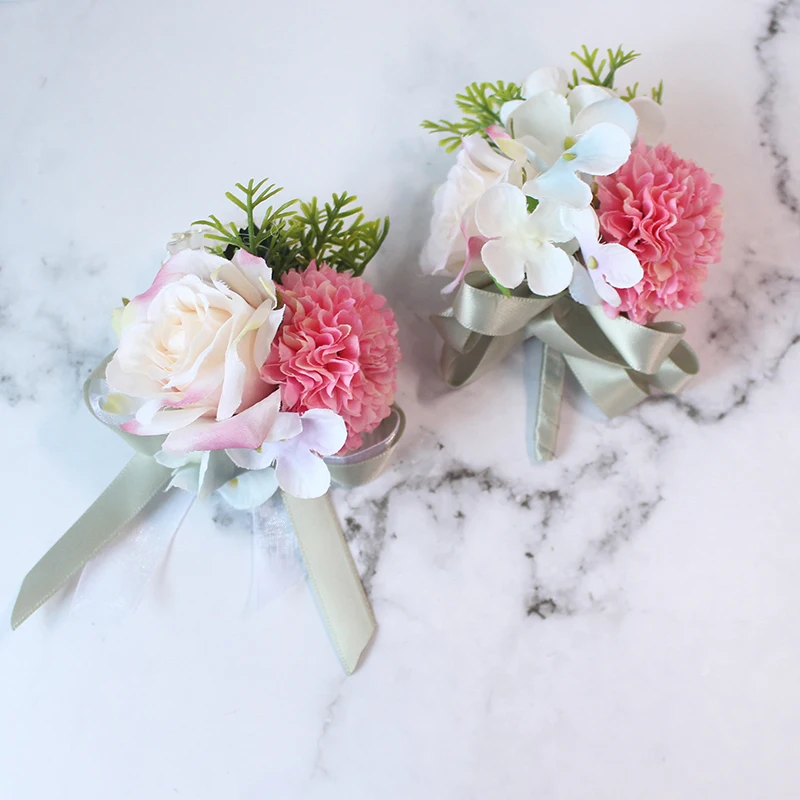 YO CHO – ensemble de Corsage et boutonnière pour marié, broches de mariage, boutonnière de poignet de mariée, Bracelet à fleurs, décor de fête