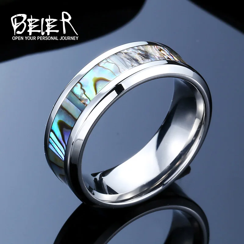 BEIER Stainless Steel Shells Simple Ring for Woman man Wedding Engagement Fashion Jewerly drop shipping Coupon gift BR-R060