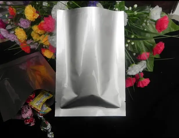 

Wholesale 5*7cm Plain Pocket Silver Heat Seal Pure Aluminium Foil Storage Bag Open Top Mylar Foil Vacuum Pouch For Sugar Powder