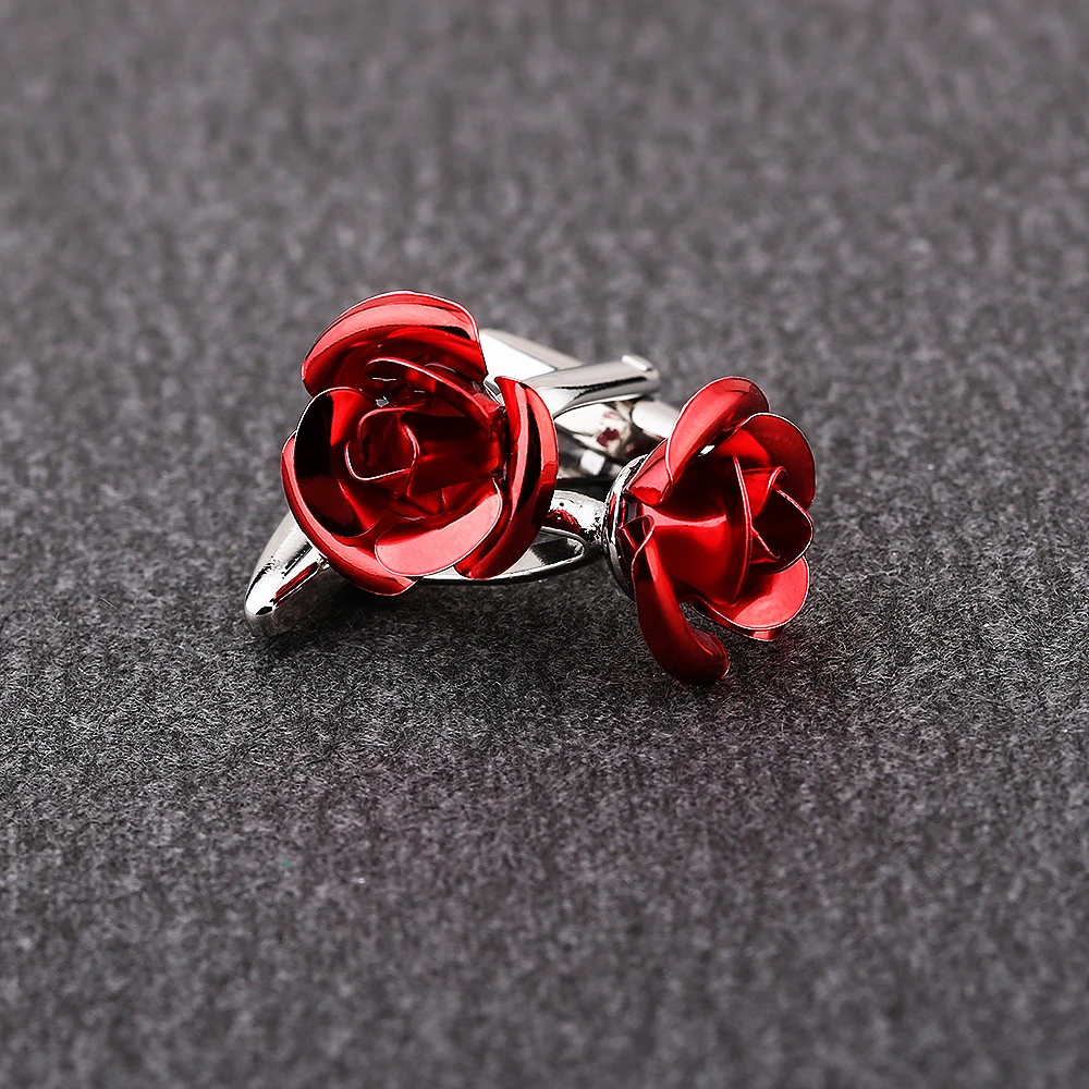 KFLK brand men\'s shirt cuff button The red rose cufflinks wedding gift button 2018 new products guests