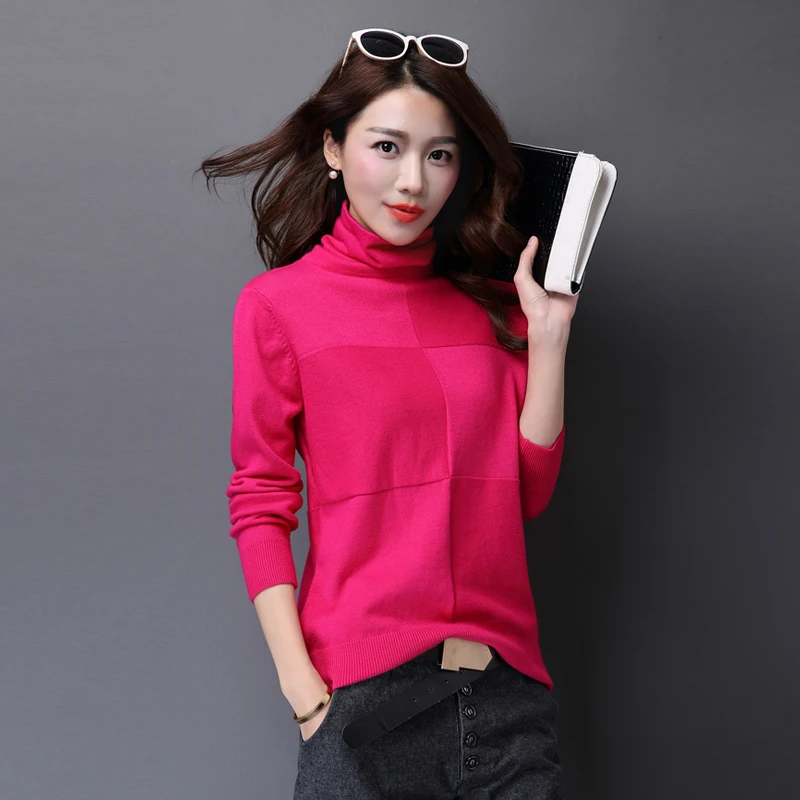 Autumn winter cashmere sweater female pullover high collar turtleneck sweater women solid color lady basic sweater maxi xxxl