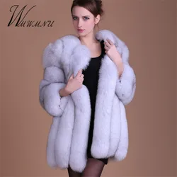 Mode De Luxe Fausse Fourrure De Renard Manteau Femmes Plus La Taille S-4XL Manteau D'hiver Optique Chaud Fausse Fourrure Fourrure Veste Combchaqueta mujer