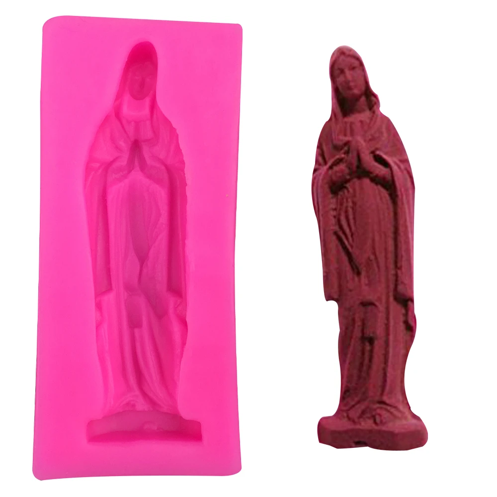 Virgin Mary shaped 3D fondant cake silicone mold for soap polymer clay molds chocolate pastry candy making decoration tools 0235