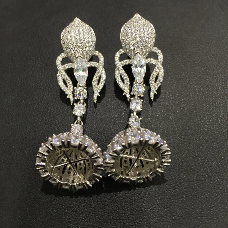 earring jackets 925 sterling silver with cubic zircon DIY jewelry you can design it with different beads tassels fashion jewelry