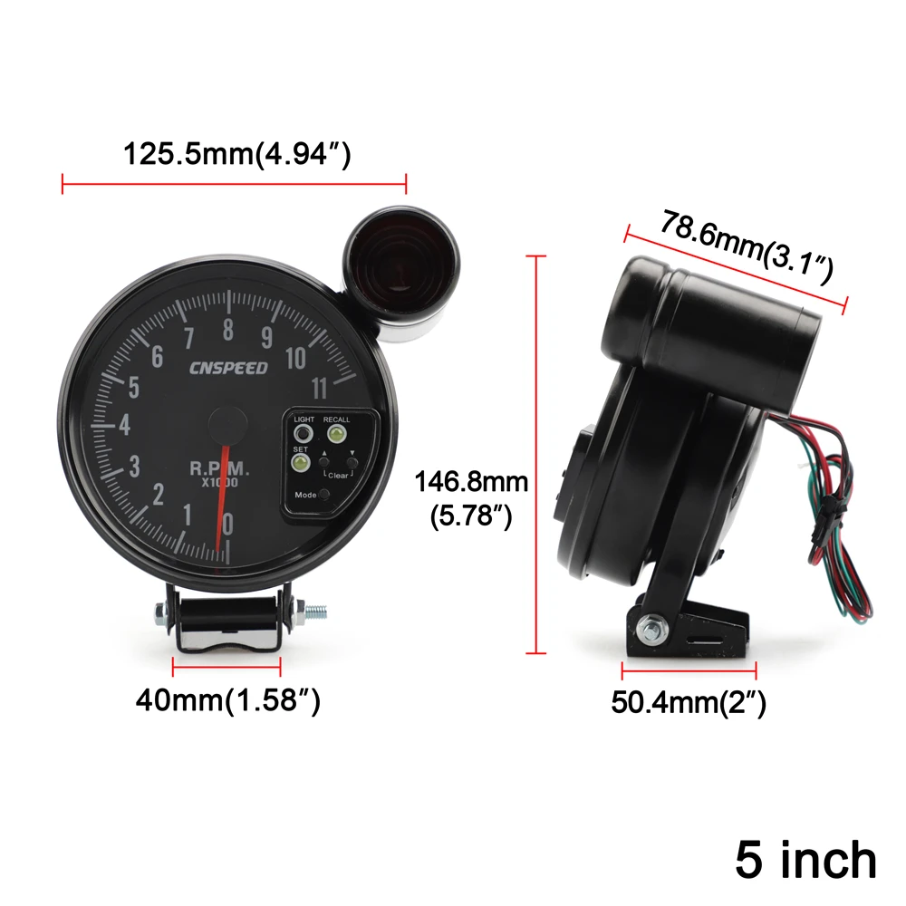 12v 5 Inch RPM Meter Racing Car Gauge Tachometer 11000k With Led Shift Light 7 Color Displaying For 4 6 8 Cylinder Vehicles