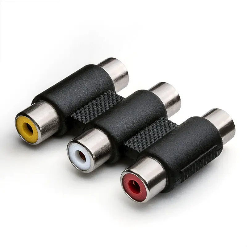 3 RCA AV Audio VideoหญิงหญิงCouplerแจ็คอะแดปเตอร์3RCAเชื่อมต่อใหม่