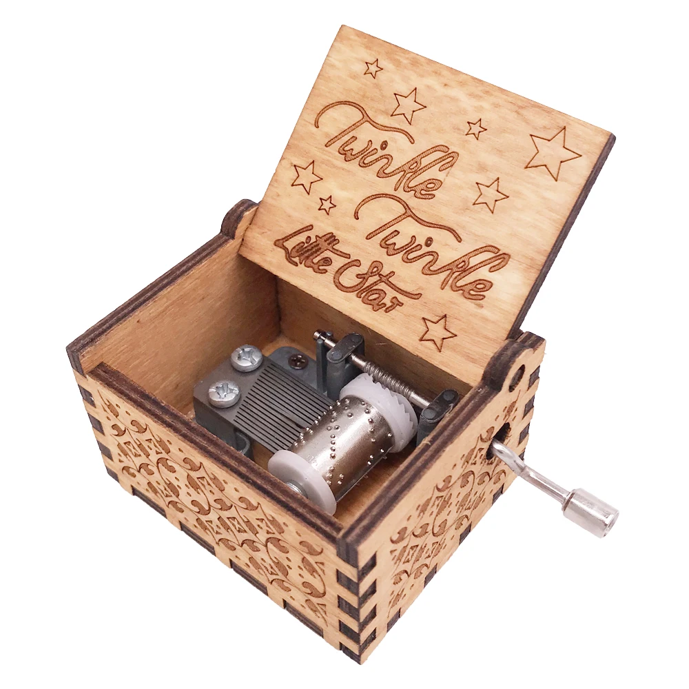 YouTang Music Box Hand Crank Musical Box Carved Wood Musical Gifts Christmas Music Box for Kid,Play Twinkle Twinkle Little Star