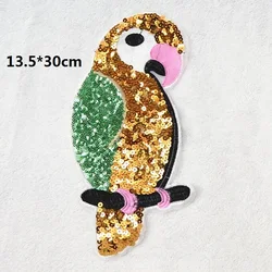 1pcs Wolesale Price Sequins Patch Fashion Parrot Applique Women Patches Deal With it Sewing for Clothes T-shirt/Dress/Jeans