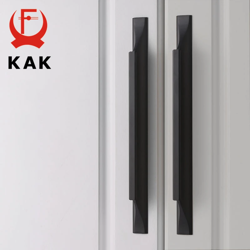 KAK American Style Black Cabinet Handles Gold Solid Aluminum Alloy Kitchen Cupboard Pulls Drawer Knobs Furniture Handle Hardware