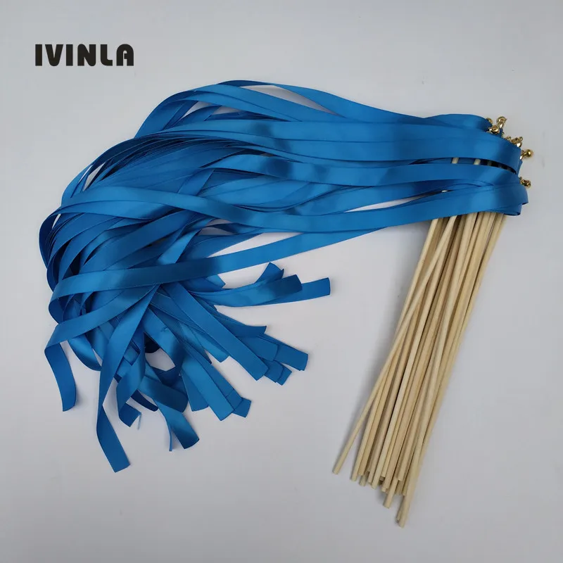 

50pcs/lot turquoise wedding ribbon wands Without Bells for wedding decoration