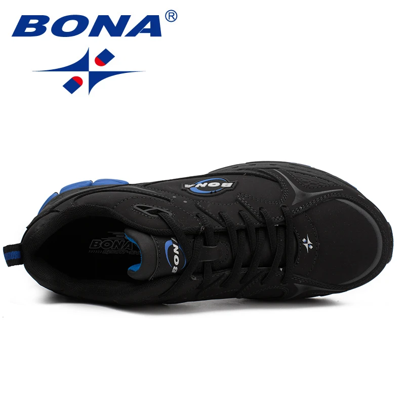 BONA yeni klasik tarzı erkekler koşu ayakkabıları Lace Up erkekler spor ayakkabılar deri erkek açık koşu Sneakers rahat ücretsiz kargo