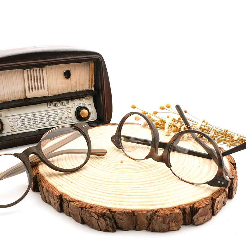 2022 Men Women Wooden Plain Glasses Myopia Wood Frame Sunglasses with Clear Lenses