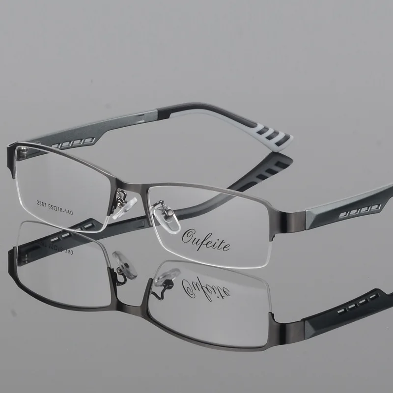 BCLEAR Men\'s business eyeglasses frame half frame glasses frame titanium alloy ultra-light myopic optical frames TR legs S2387
