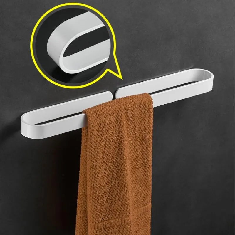 Nail free Solid Aluminum white Towel Bar Single Towel Rack Bathroom Matte white Towel Holder 30/40/50/60 cm