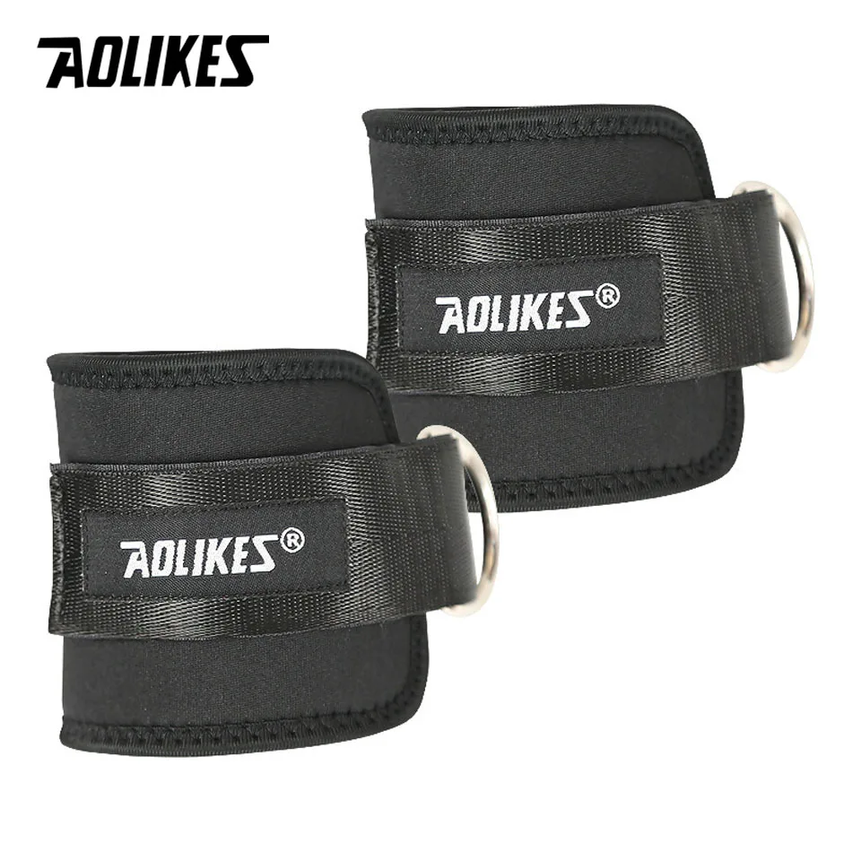 AOLIKES 1 Pair Body Building Resistance Band D-ring Ankle Straps Home Workout Exercise Ankle Cuffs Leg Power Training