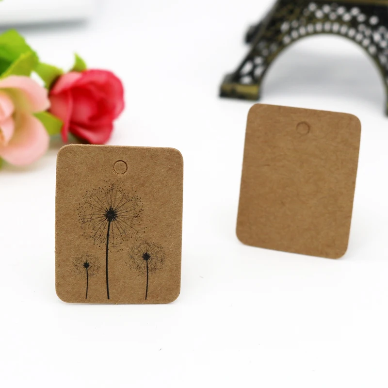 Free Shipping 200pcs/lot 2.6x3.3cm Cute Dandelion Pattern Printed Kraft/White/Black Paper Labels for Gifts Clothes Packaging Tag