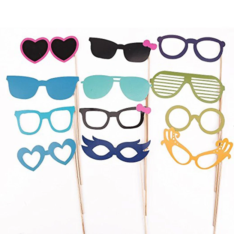 44pcs DIY Photo Booth Props Funny Mask Glasses Mustache Lip On A Stick Photobooth Birthday Wedding Decoration Party Accessories