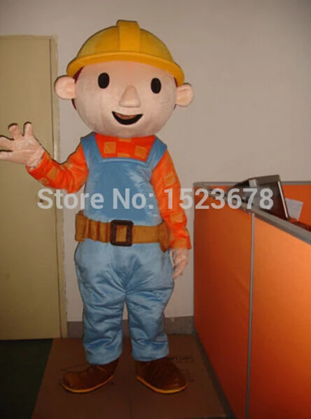 fashion New Adult Size Bob The Builder Mascot Costume Cartoon Fancy Dress