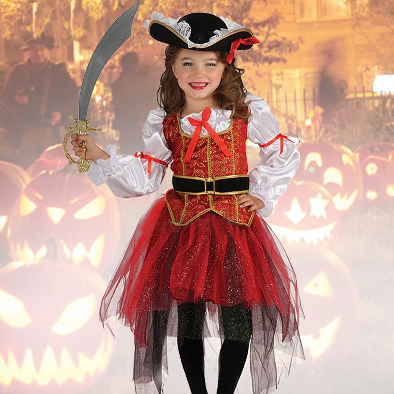 Costume de Cosplay de Capitaine Elis 7.5 pour Fille, Robe de ixde Carnaval d'Halloween, Vêtements pour Enfants, Spectacle de Maternelle, 2021