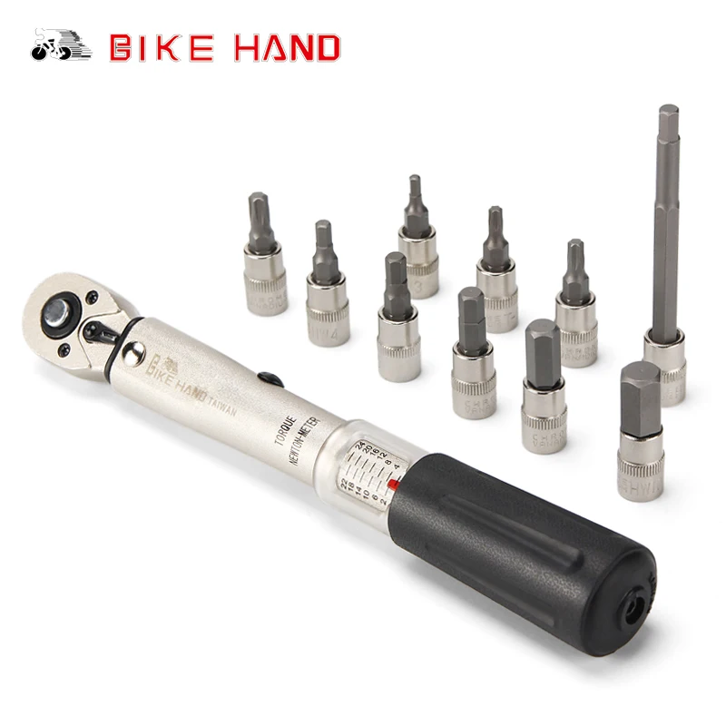 BIKEHAND Bicycle Repair Tools Kit Bike Torque Wrench Allen Key Tool Socket Set Road MTB Bike Tools 1/4\'\' Torque Fix Set 2-24 NM