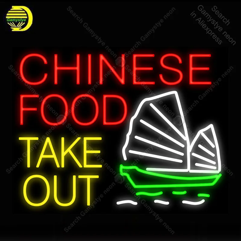 Chinese Food Take Out Boat NEON LIGHT SIGN Neon Sign Decor Hotel BEER PUB club Restaurant Food Sign Handcraft Iconic Sign light