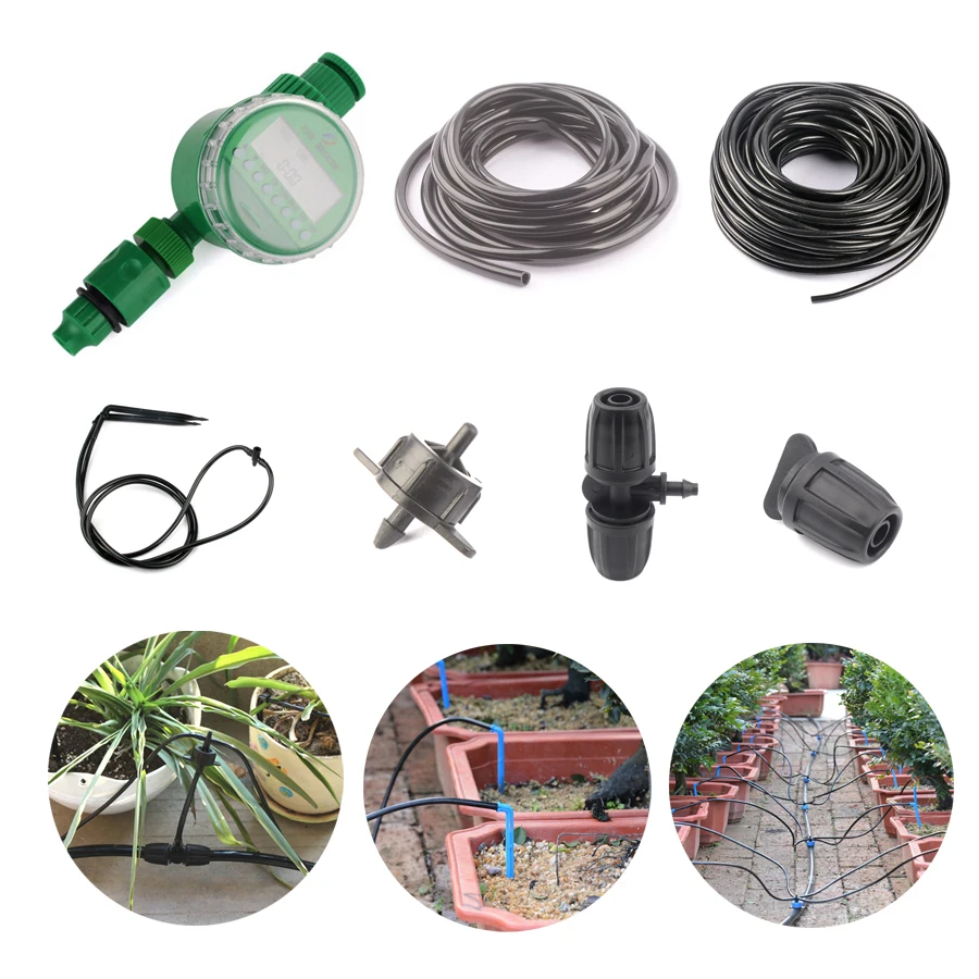 8M 9/12 Hose Timer Automatic Drip Irrigation System Greenhouse Pot Flower Watering Kits DIY Home Garden Irrigation Arrow Dripper