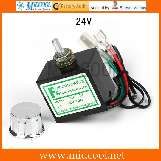 

DC 24V 10A Evaporator Temperature Controller Rotary Switch Electronic Thermostat with Sensor Auto A/C Air Conditioning