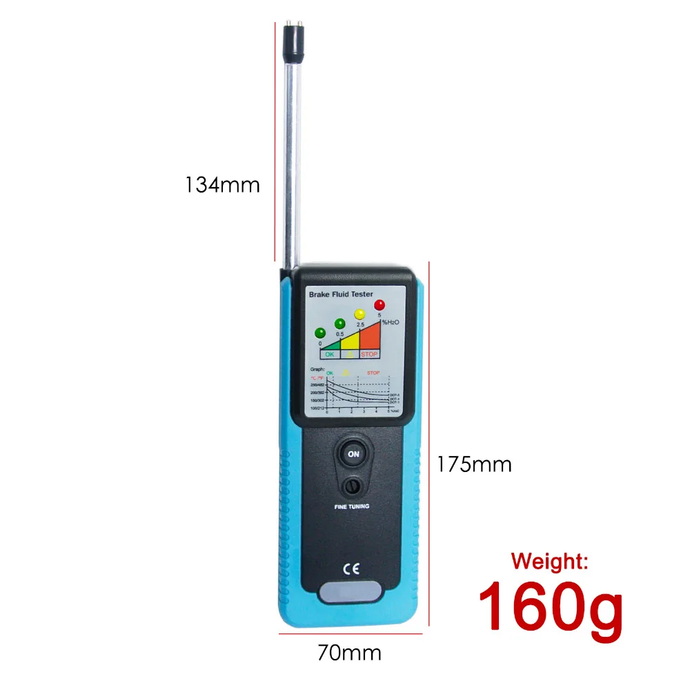 Handheld Automotive Car Auto Truck Brake Tester Fluid Óleo Detector com LED Indicador & 180 graus Pucker + buzzer Embutido
