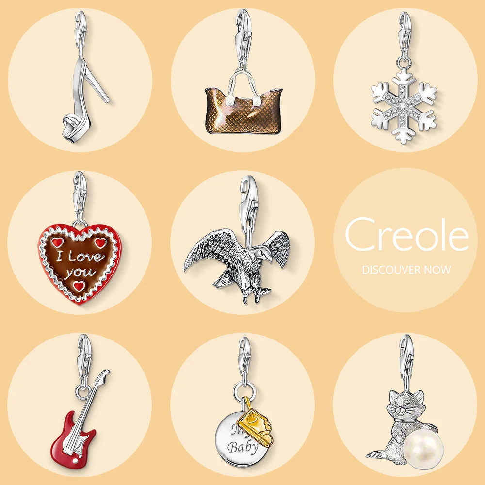 Sandals Bag Snowflake Cake Eagle Electric Guitar My Baby Boot Kitten Charm Pendant,2019 Trendy Jewelry 925 Sterling Silver Gift