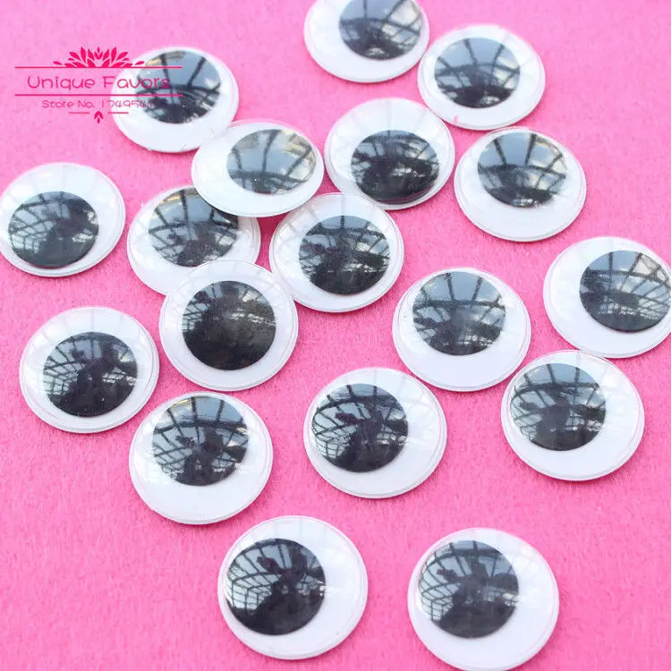 50pcs BIG Size Round Plastic Moving Eyes White Ground Black Wiggle Eyes Craft Scrapbook PVC Google Eyes Baby Doll Accesories