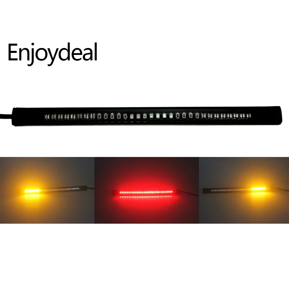 

Flexible 48LED Motorcycle Light Strip Tail Brake Stop License Plate Lamp Red and Amber Led Color Turn Signal Light Universal