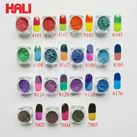 Pigmento termocrómico Temperatura de cambio de color térmico Temperatura del polvo pigmento activo polvo sensible al calor 26 colores para usar.