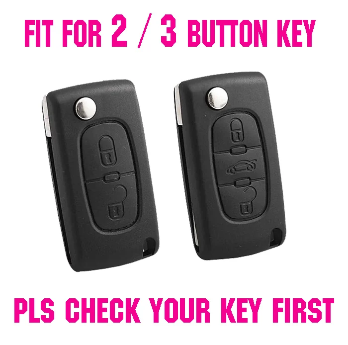 2/3 BUTTON FIT FOR CITROEN XSARA PICASSO C2 C3 C4 C5 C6 C8 PEUGEOT 107 206 207 307 308 406 SILICONE KEY COVER CASE FOB HOLDER