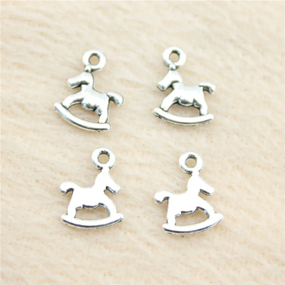 160pcs/lot 13*10mm ancient silver Rocking Horse charm Pendants DIY jewelry for bracelet necklace earring