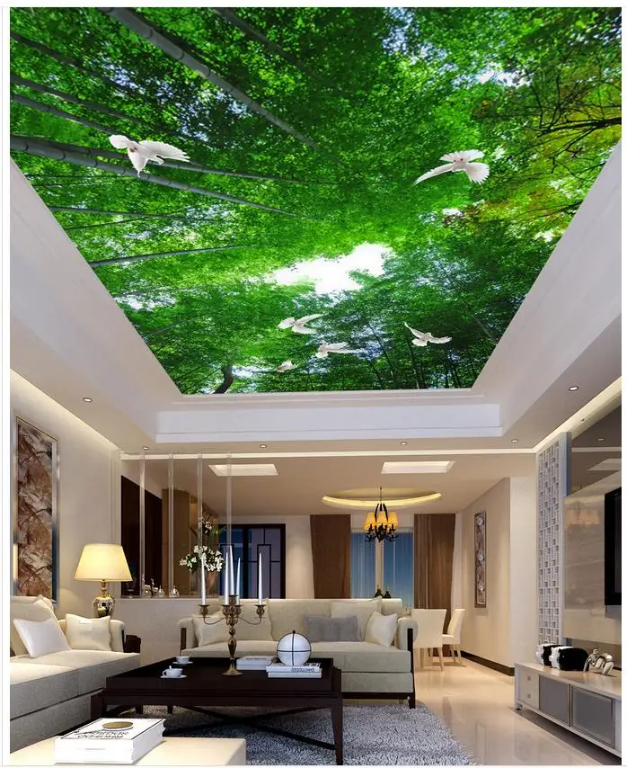 

Custom 3d mural wallpaper Home Decoration Bamboo ceiling pigeons 3d wallpaper living room ceiling 3d wallpaper mural